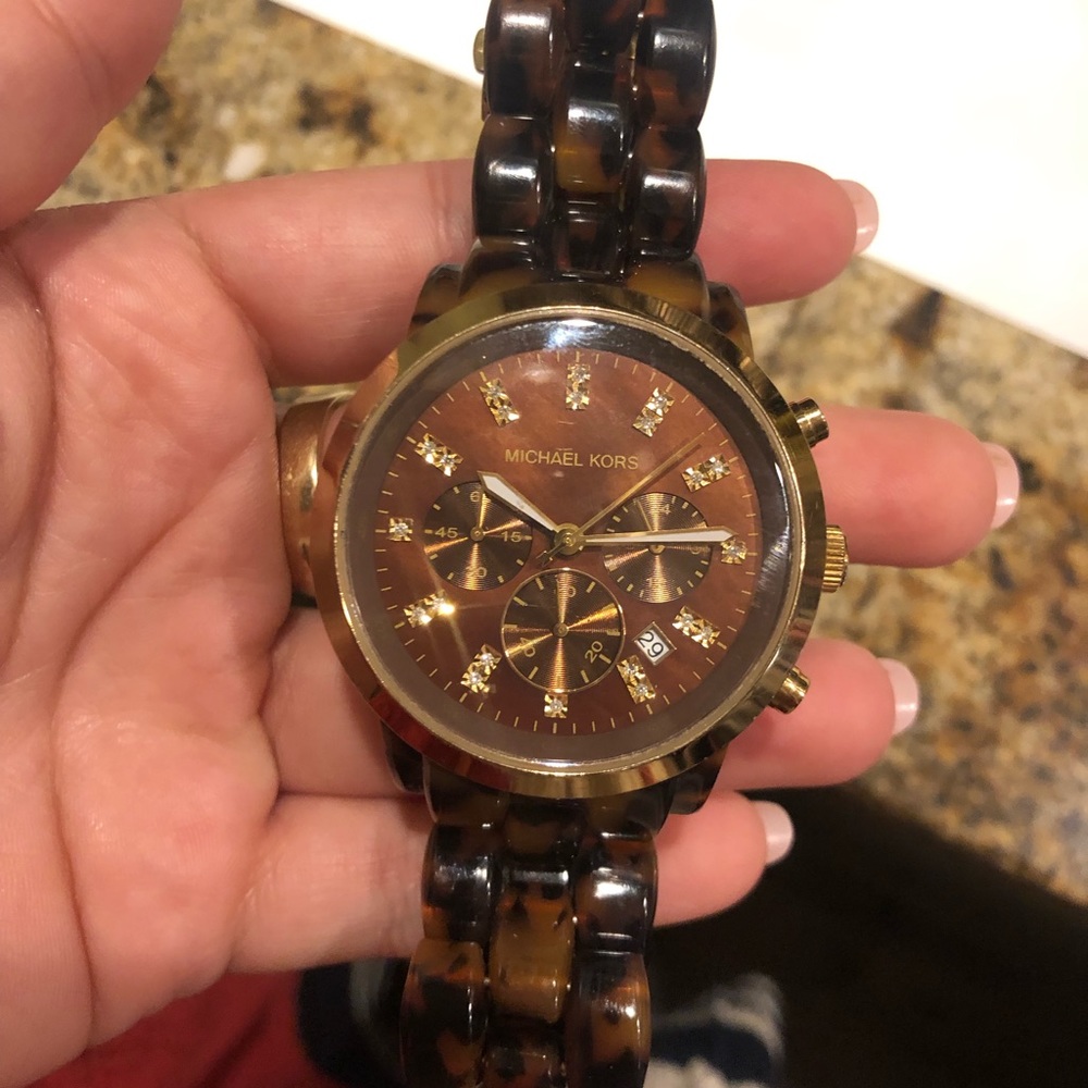 Michael Kors oversized tortoise watch